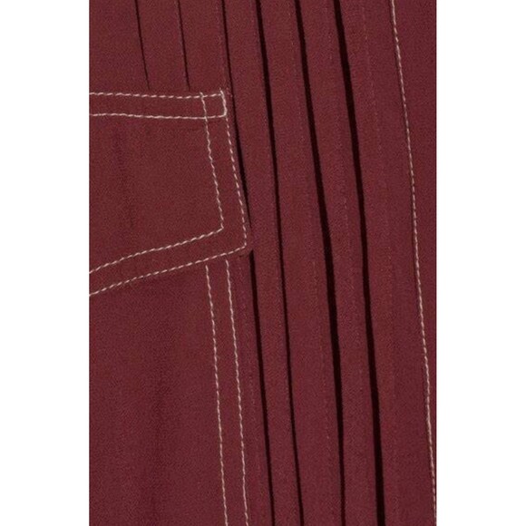Isabel Marant Etoile GALISE Shirt Dress Burgandy Red Pleated Utility FR 34 US 2 - Picture 4 of 16